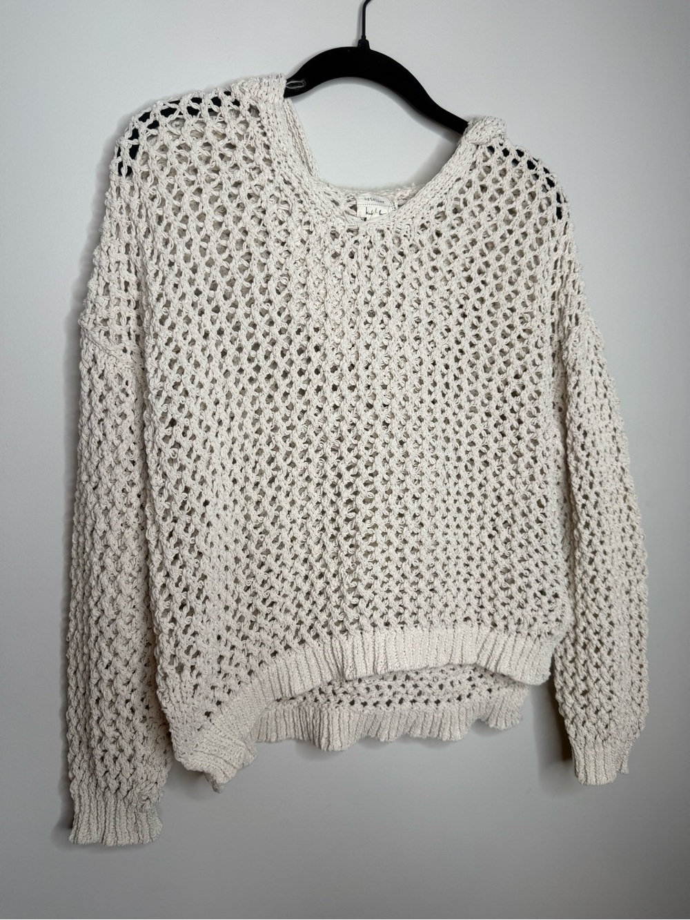 Nicole Miller Open-Knit Crewneck Sweater - Cream